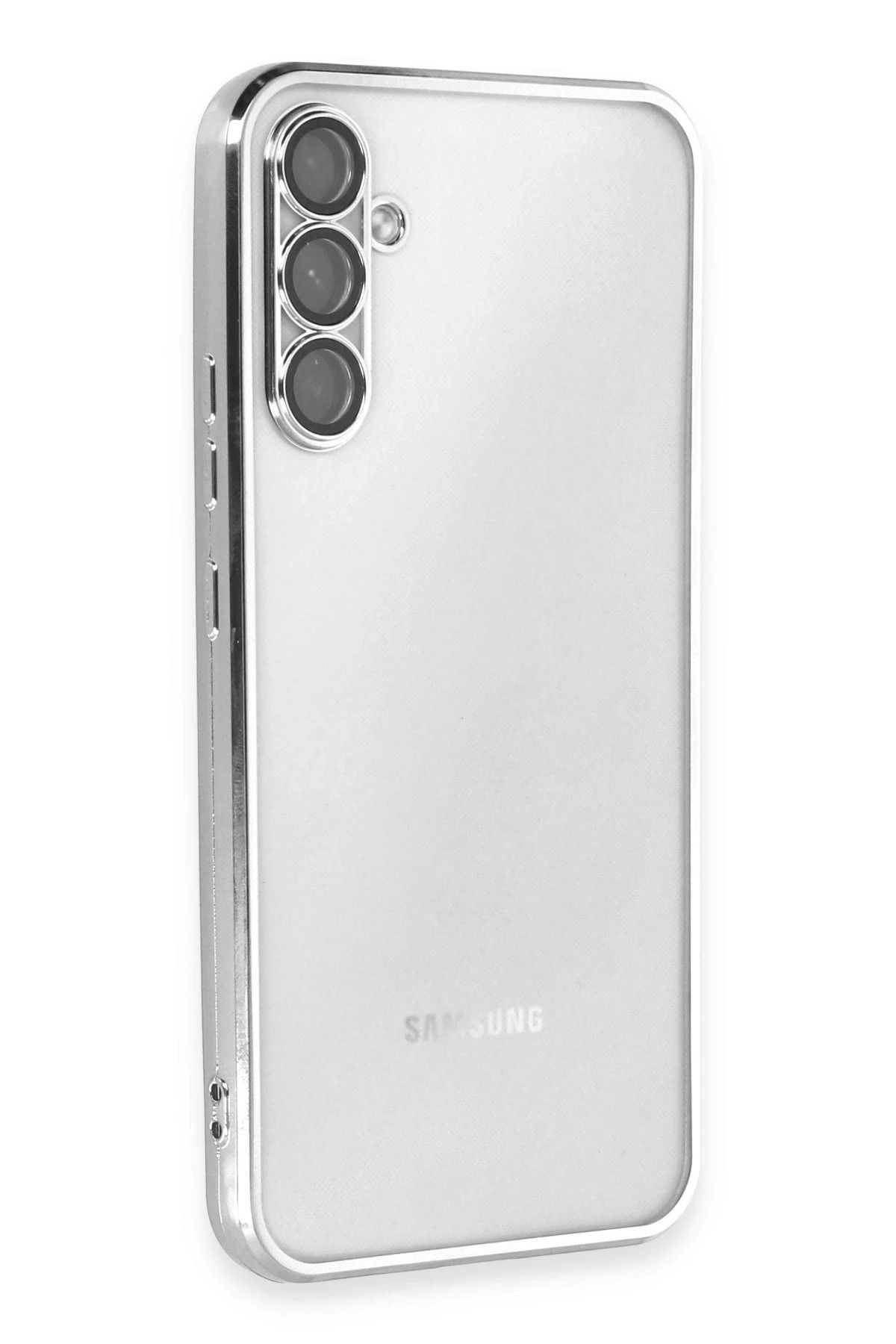 NewFace Samsung Galaxy A54 5G Kılıf Lensli Silikon - Gümüş LZWDR