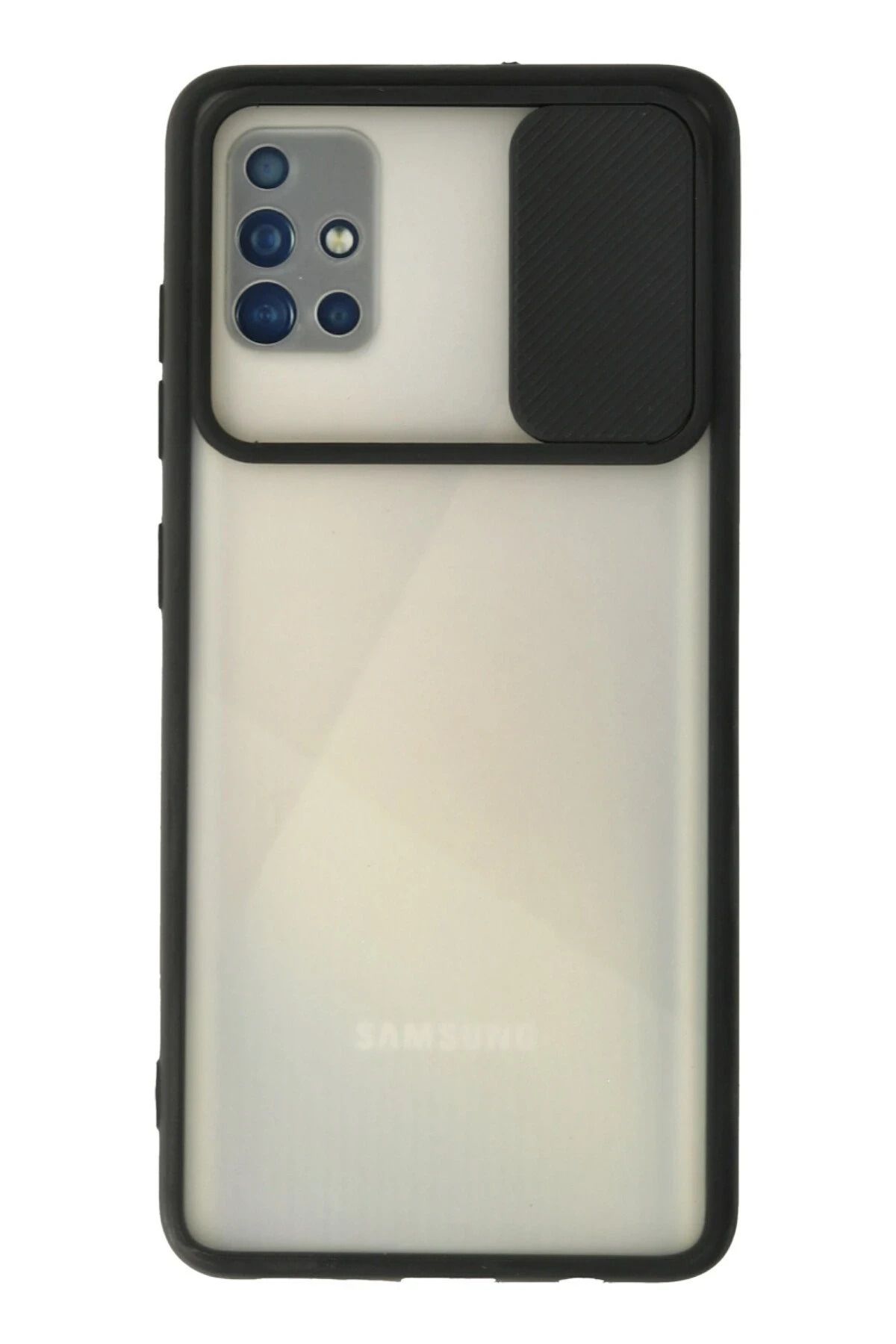 NewFace Samsung Galaxy A71 Kılıf Palm Buzlu Kamera Sürgülü Silikon - Siyah HNZRN