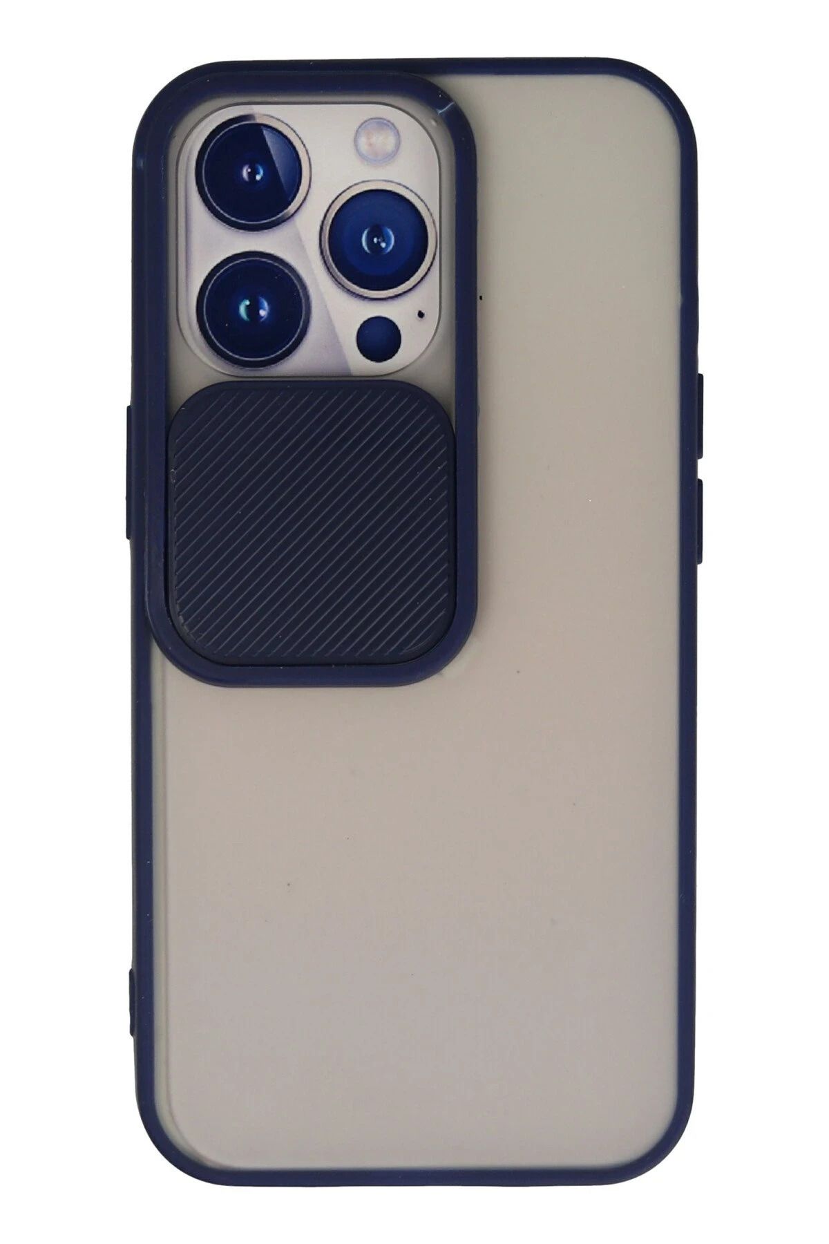 NewFace iPhone 13 Pro Kılıf Palm Buzlu Kamera Sürgülü Silikon - Lacivert JOJUA