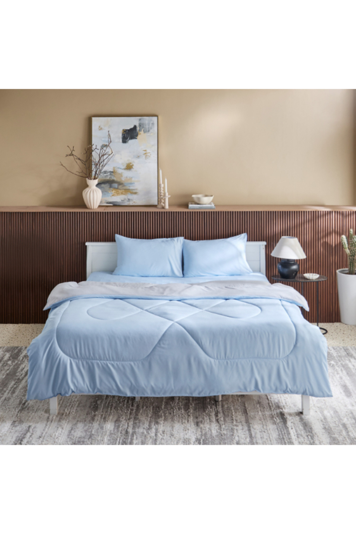 Home Box Derby 3-Piece Reversible Microfiber King Comforter Set 220x240 cm