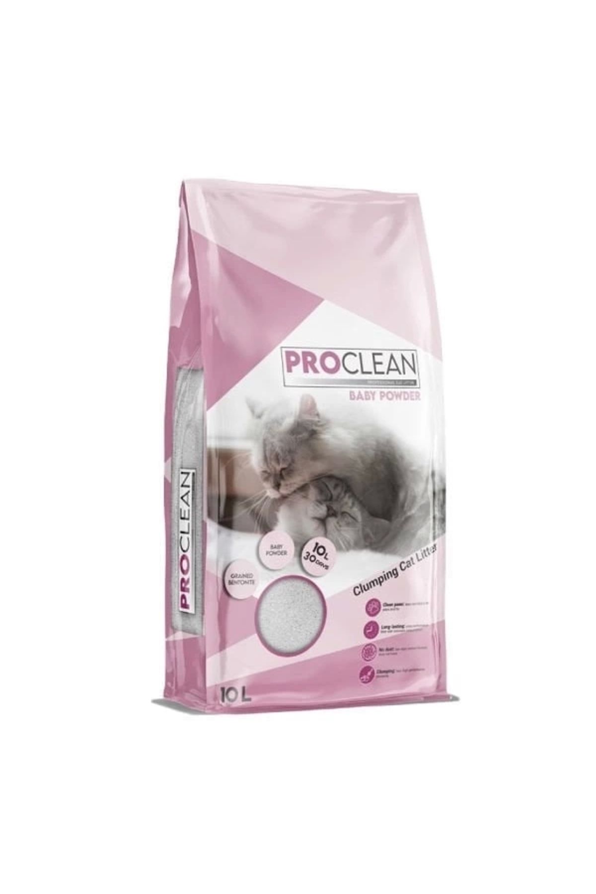YNT İthalat ProClean Bebek Pudra Kokulu Topaklanan Kedi Kumu Kalın Taneli 10 Lt