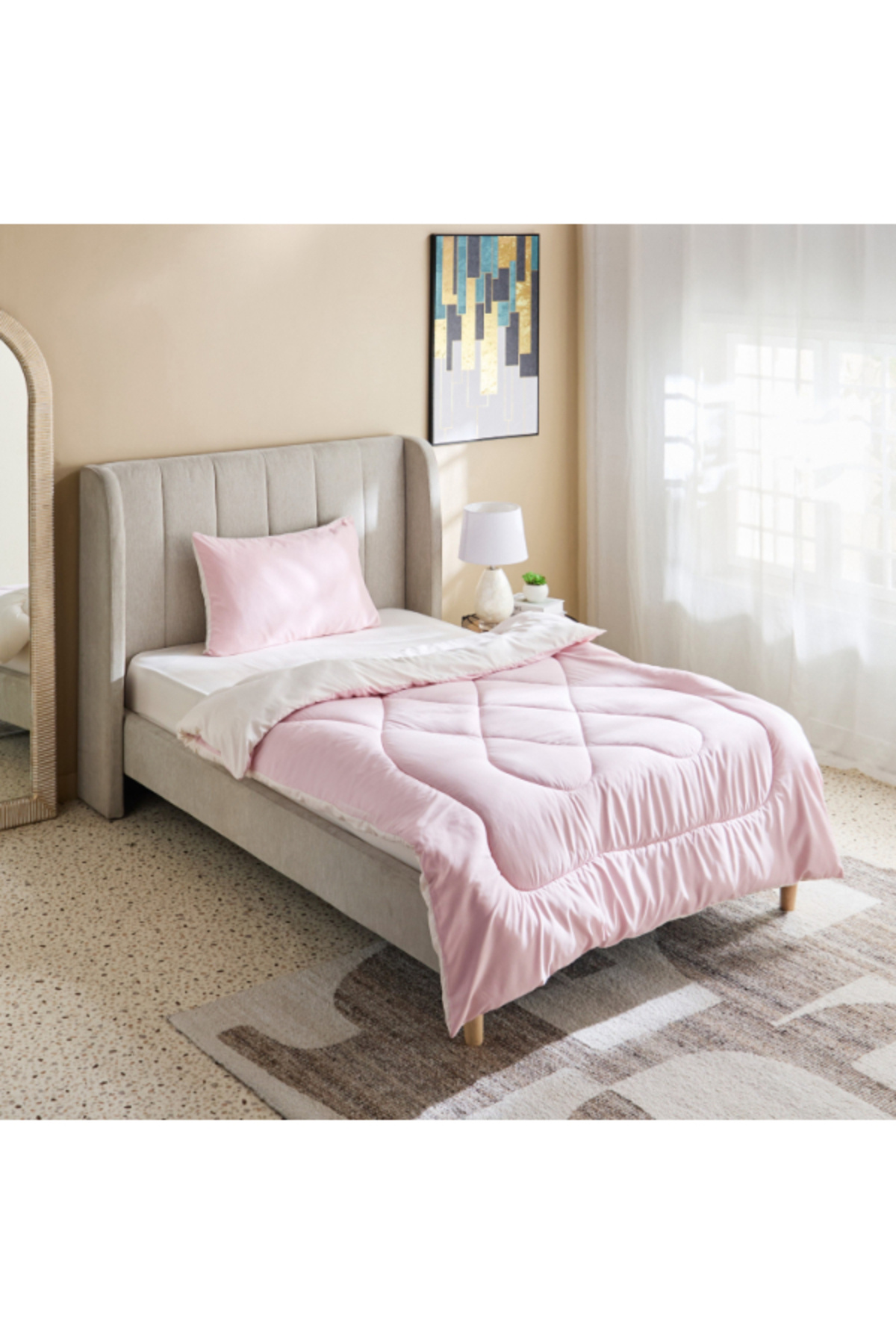 Home Box Derby 2-Piece Reversible Microfiber Single Comforter Set 135x220 cm
