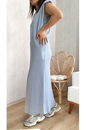 biumi butik kadın vatkalı bisiklet yaka basic elbise