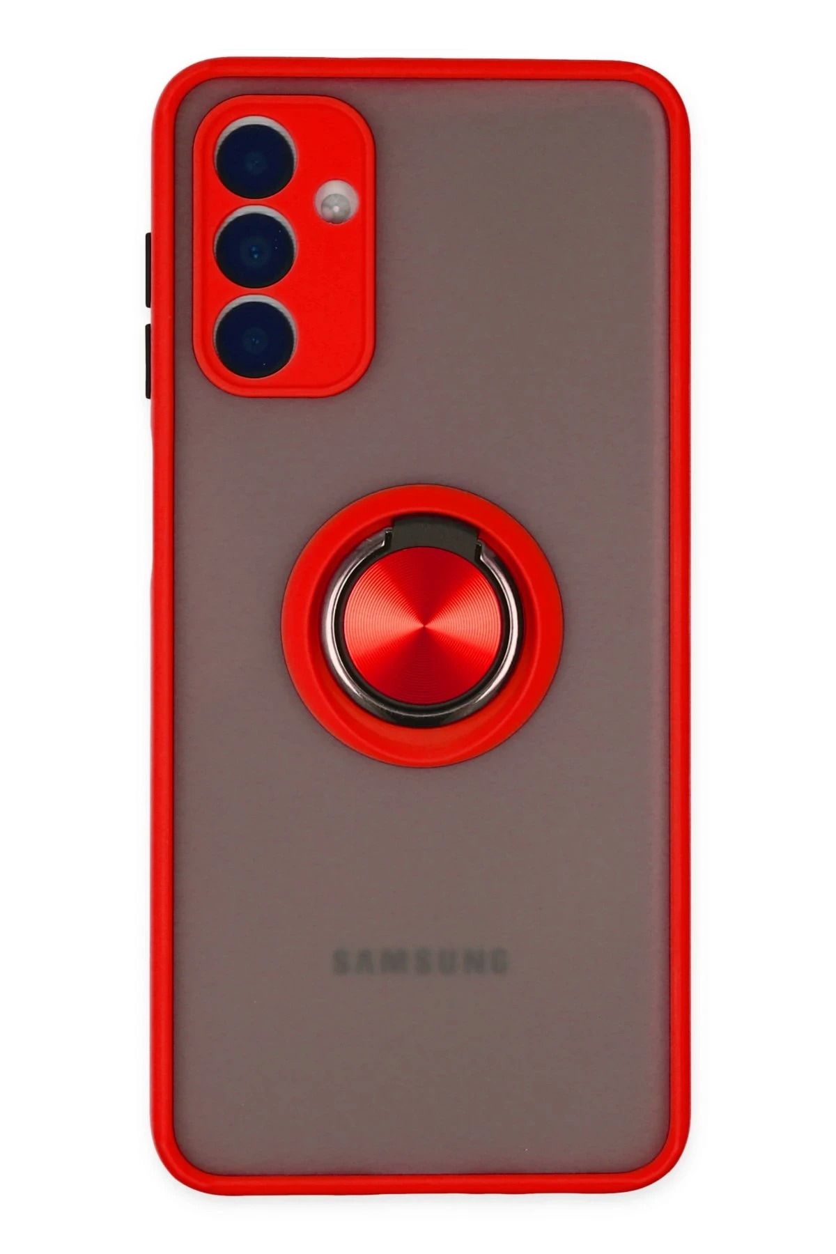 NewFace Samsung Galaxy A04S Kılıf Montreal Yüzüklü Silikon Kapak - Kırmızı JOJUA