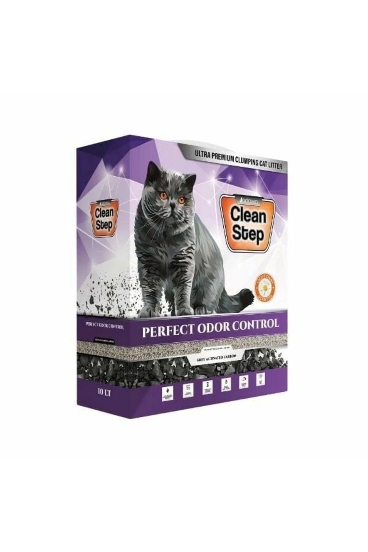 YNT İthalat Clean Step Perfect Odor Aktif Karbonlu Papatya Kokulu İnce Taneli Topaklanan Bentonit Kedi Kumu 10 L