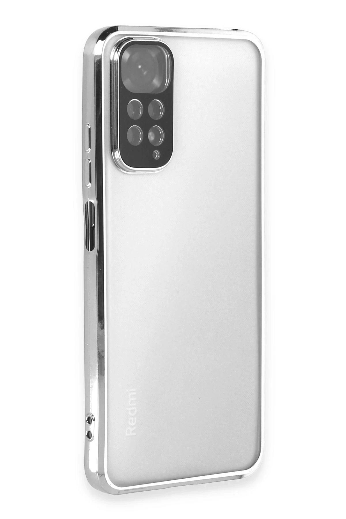 NewFace Xiaomi Redmi Note 11 Kılıf Lensli Silikon - Gümüş NRMSA