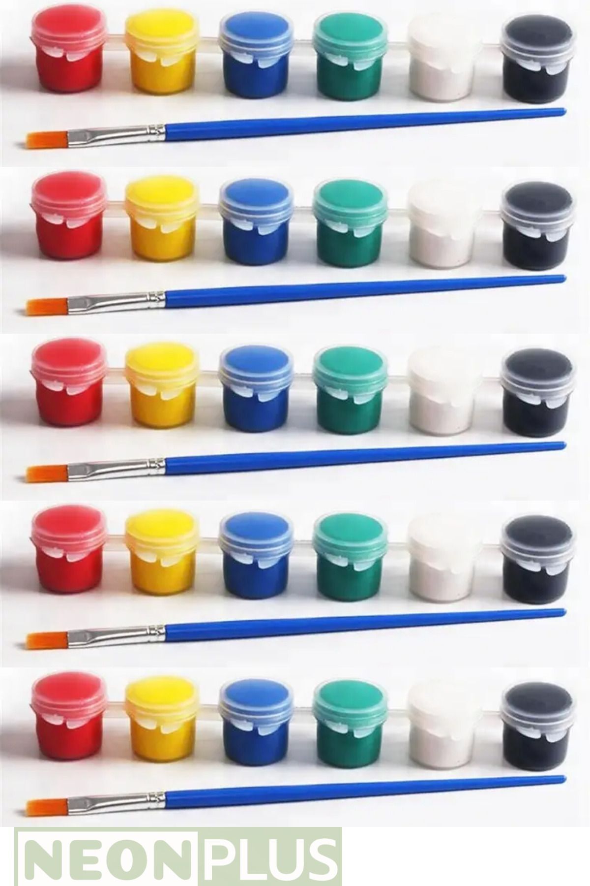 MODAT Akrilik Boya 3ml (6 Renk) Toplam 5 Paket Boya 5 Adet Fırça, Workshop, Etkinlik Boyama Seti