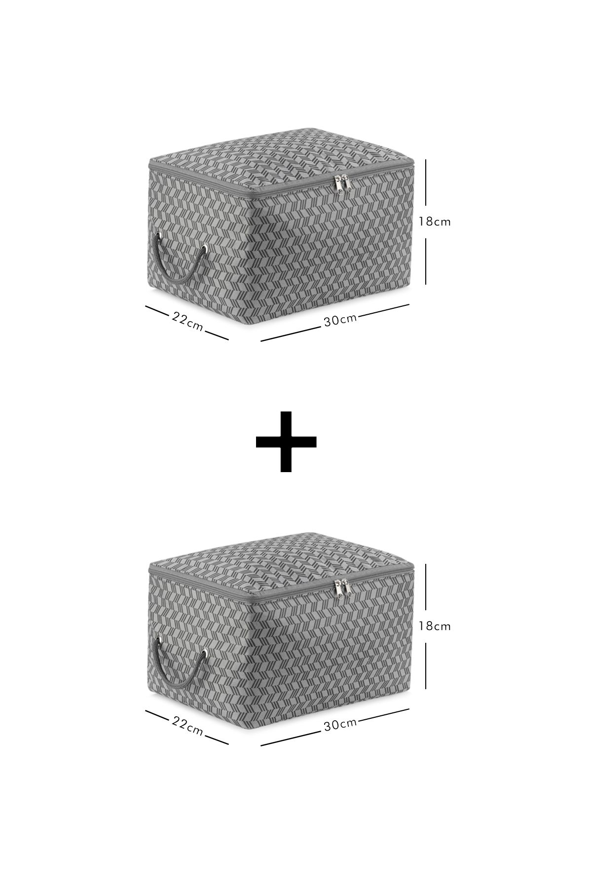 REKHOME-Set of 2 Herringbone Gray Small Size under Base Socks Suitcase Organizer Dowry Bundle Organizer Hurç 8