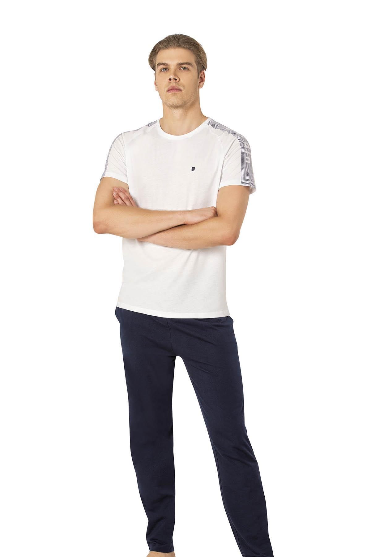 Pierre Cardin %100 Pamuk Erkek Pijama Takım,Bisiklet Yaka, Kısakol, Cepli