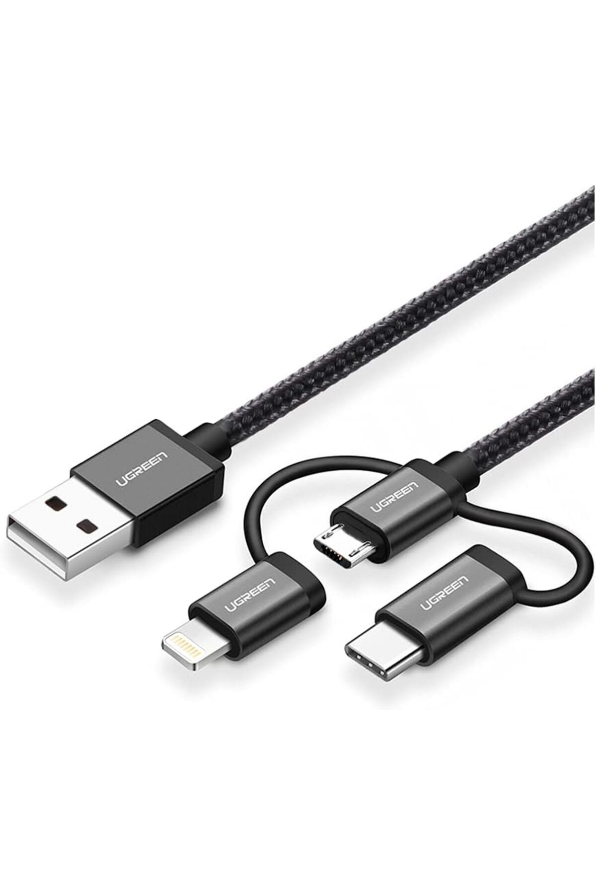 STOREMAX nffashopm 3'ü 1 Arada iOS Lightning Type-C Micro USB Şarj ve Data Kablosu Siyah, 1 Metre storestar