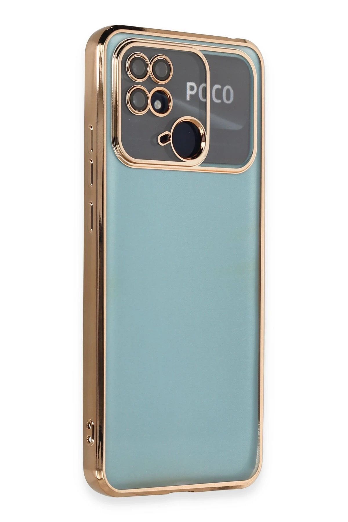 NewFace Xiaomi Redmi 10C Kılıf Lensli Silikon - Gold JOJUA