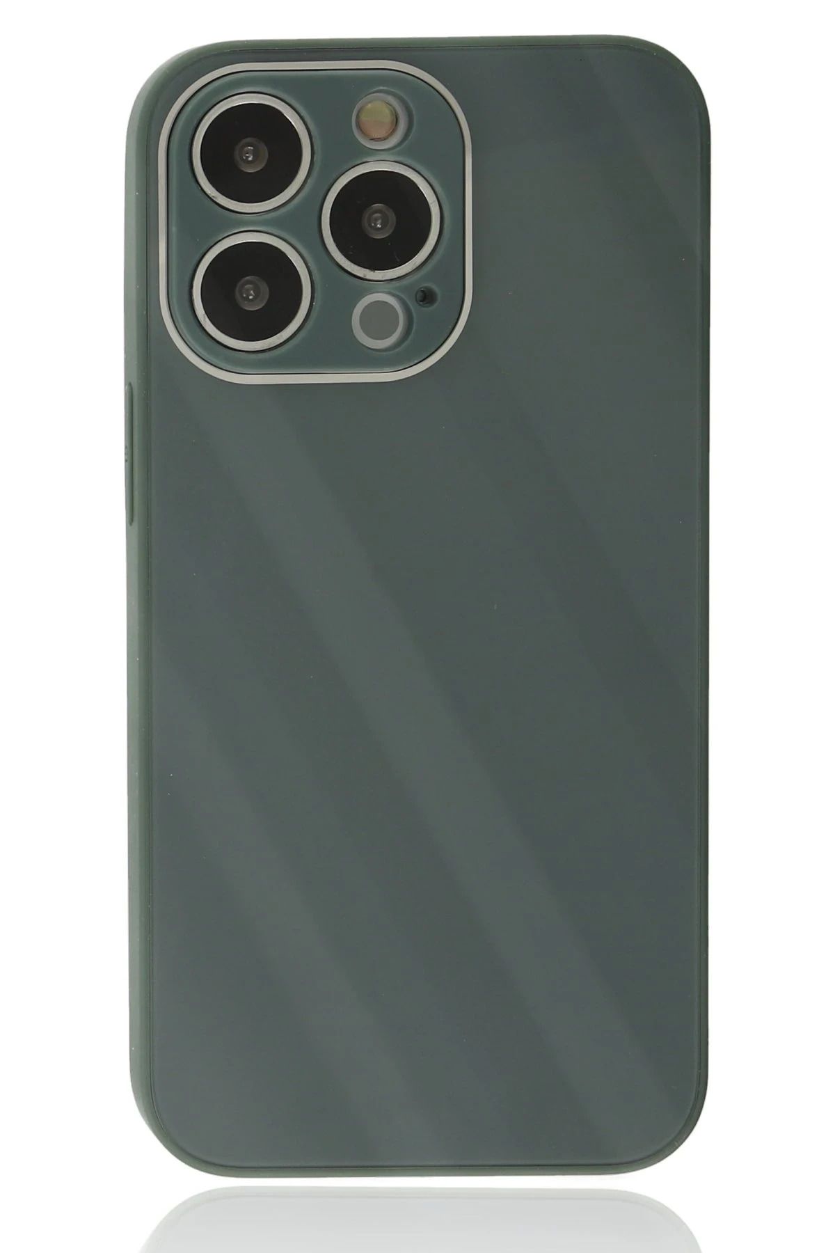 NewFace iPhone 14 Pro Max Kılıf Glass Kapak - Koyu Yeşil INSLM