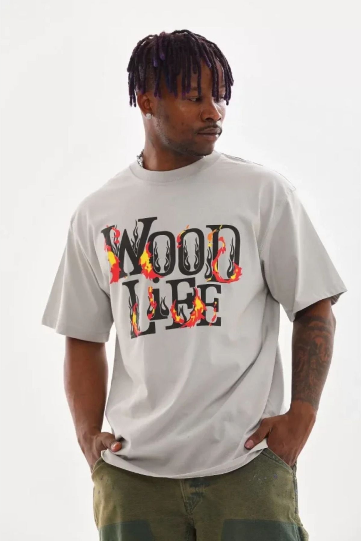 McA all inclusive Unisex Baskılı Oversize T-Shirt - Gri