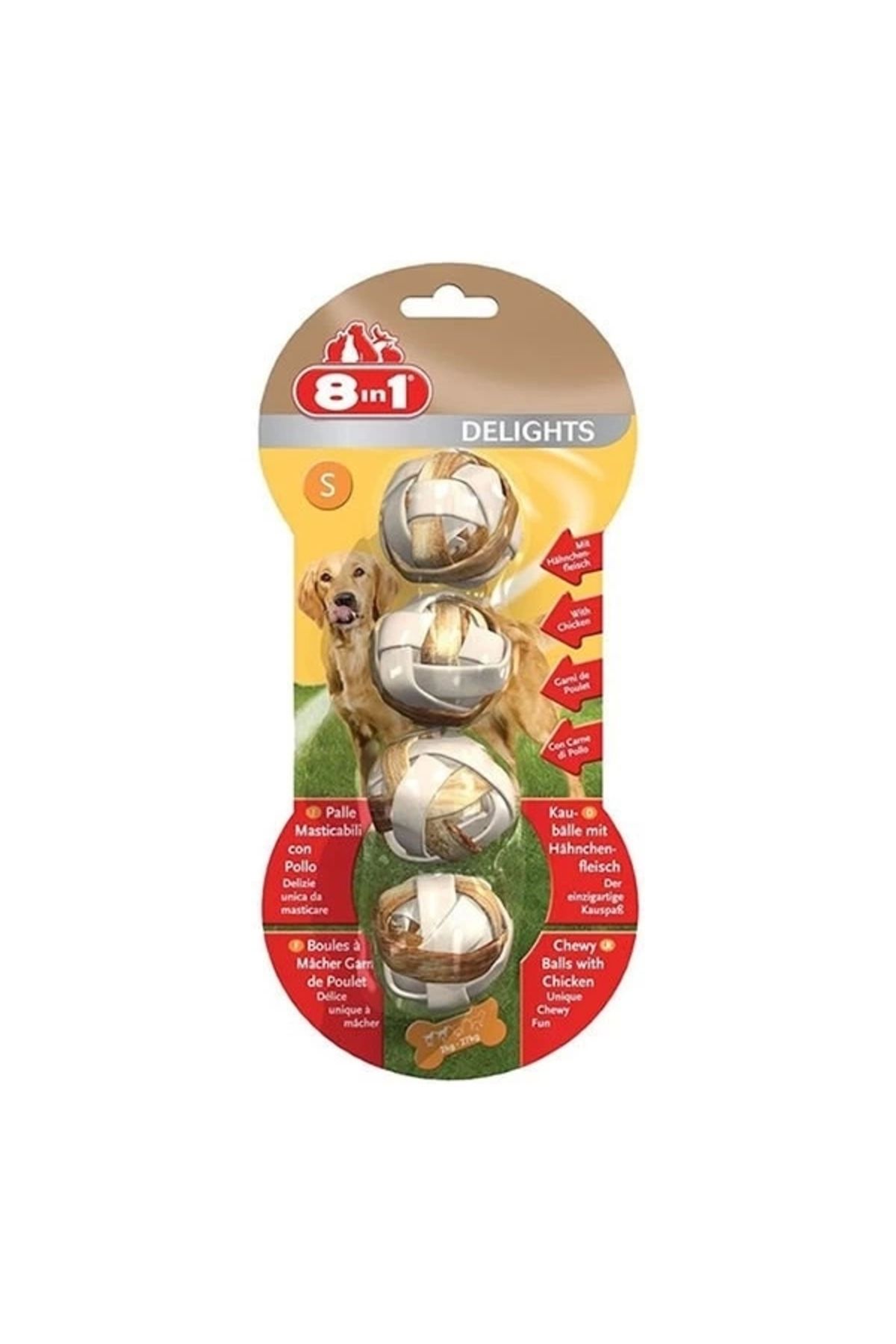 YNT İthalat 8 In 1 Delights Balls S Size Tavuklu Köpek Çiğneme Topu 4 Adet