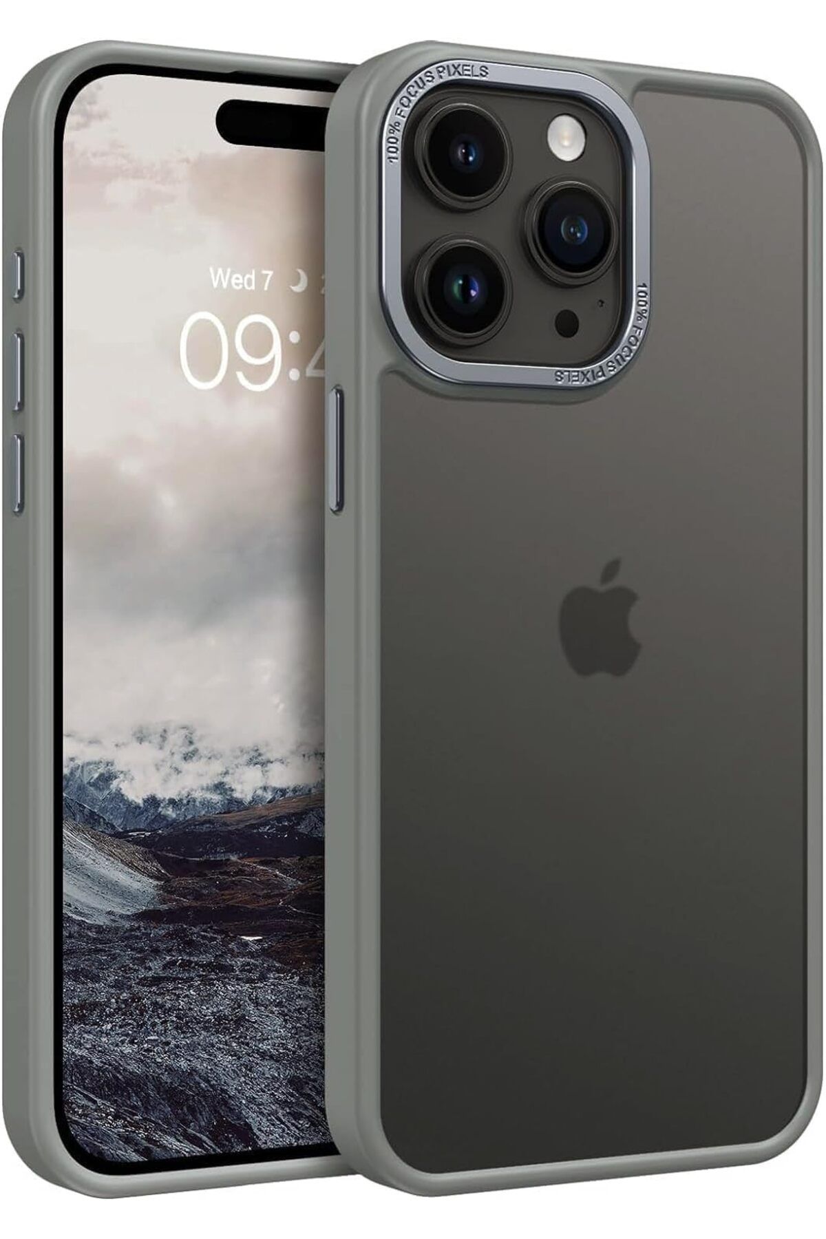 STOREMAX lbstorex iphone 15 Pro için Hybrid Matte Serisi Arkası Mat Silikon Kılıf Metal Lens Çerçevelİ