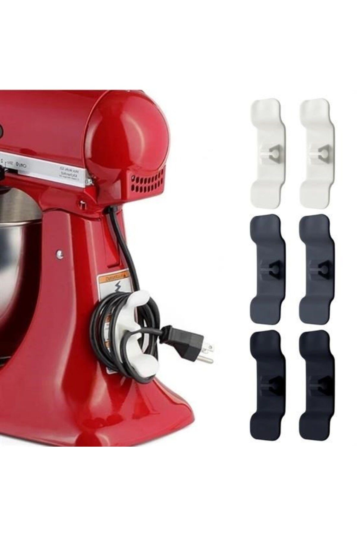 Tahtakale Toptancısı Buffer 6'lı Pratik Kablo Toparlayıcı Yapışkanlı Klips Mutfak Air Fryer Kettle Kahve Tost Makinası