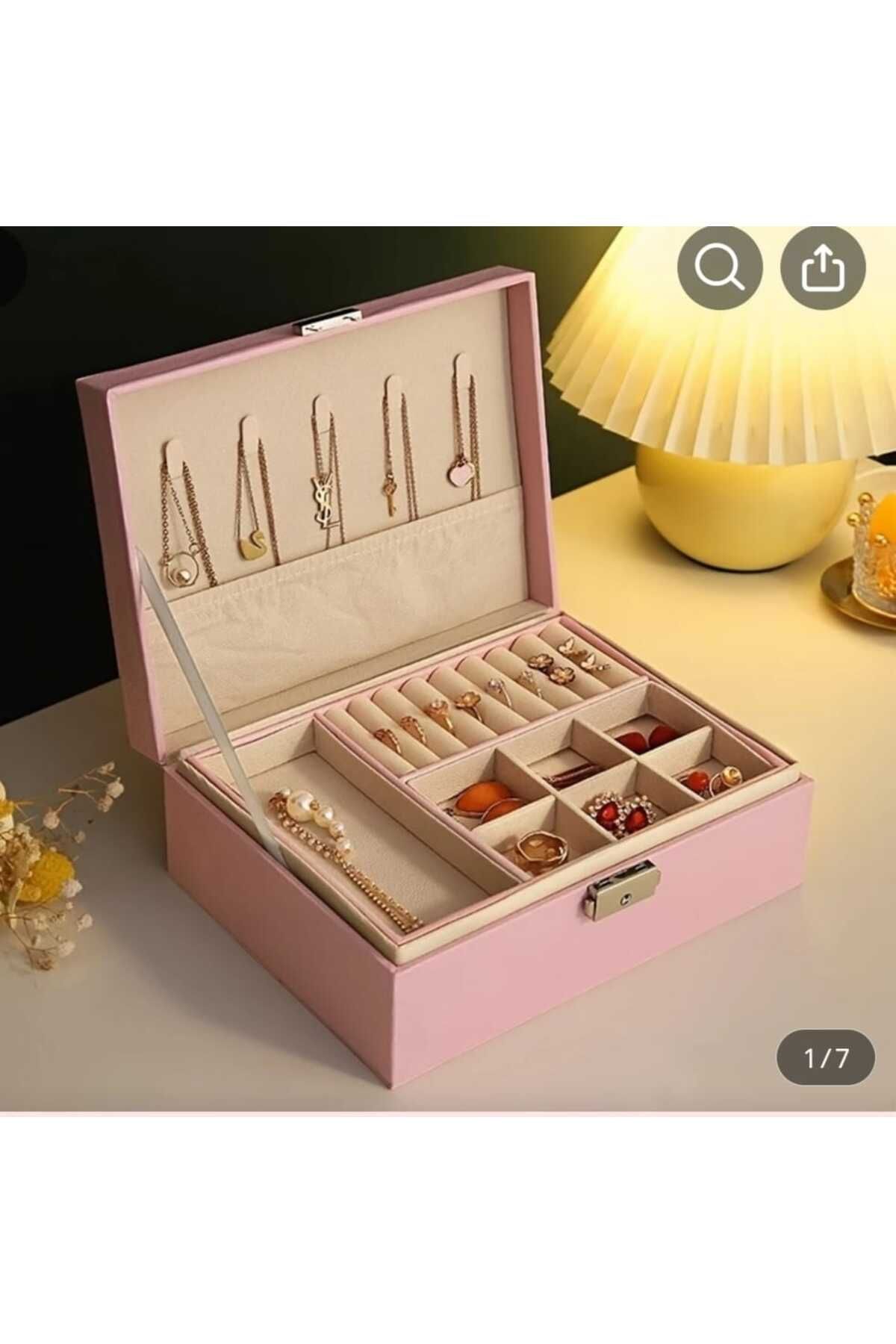 İtal çok bölmeli mini deri takı kutusu