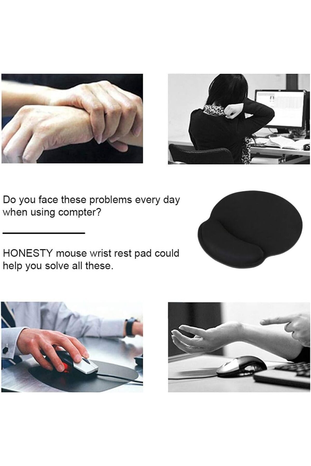 zola-Mouse pad, wrist rest, non-slip, 23x18 cm, black 4