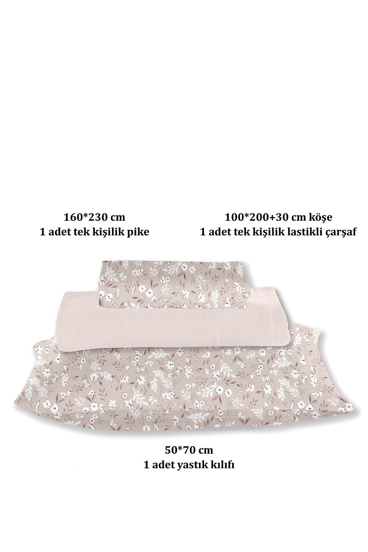 Evim-100% Cotton Olivia Pink Single Pique Set 160 X 230 cm 6