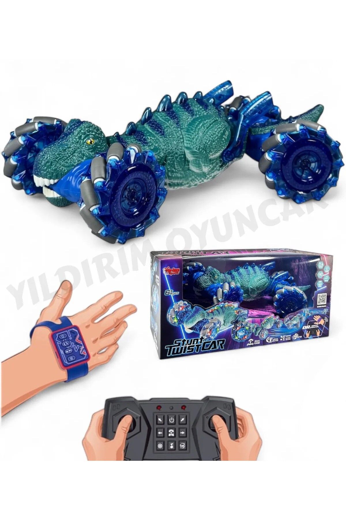 Daily Bazaar Uzaktan Kumandalı Bilekten Kontrol Şarjlı 2.4G Dinozor Araba