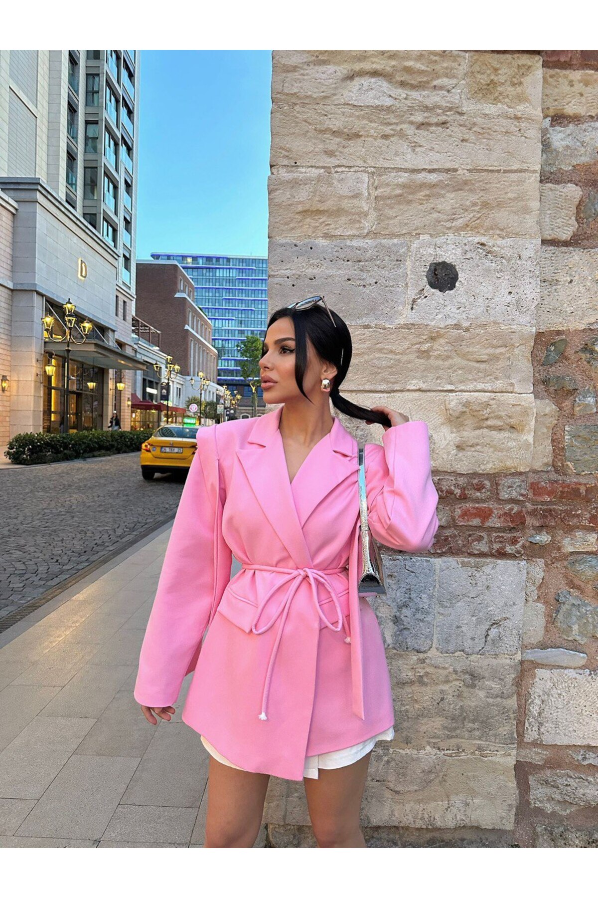 Tasarım Bağlamalı Oversize Blazer Ceket