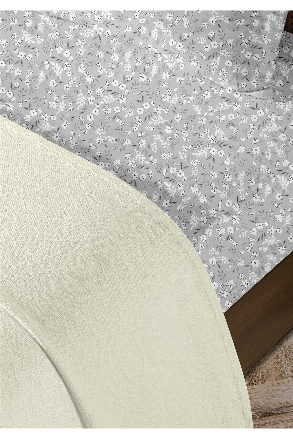 Evim-100% Cotton Olivia Cream Double Pique Set 200 X 230 cm 3