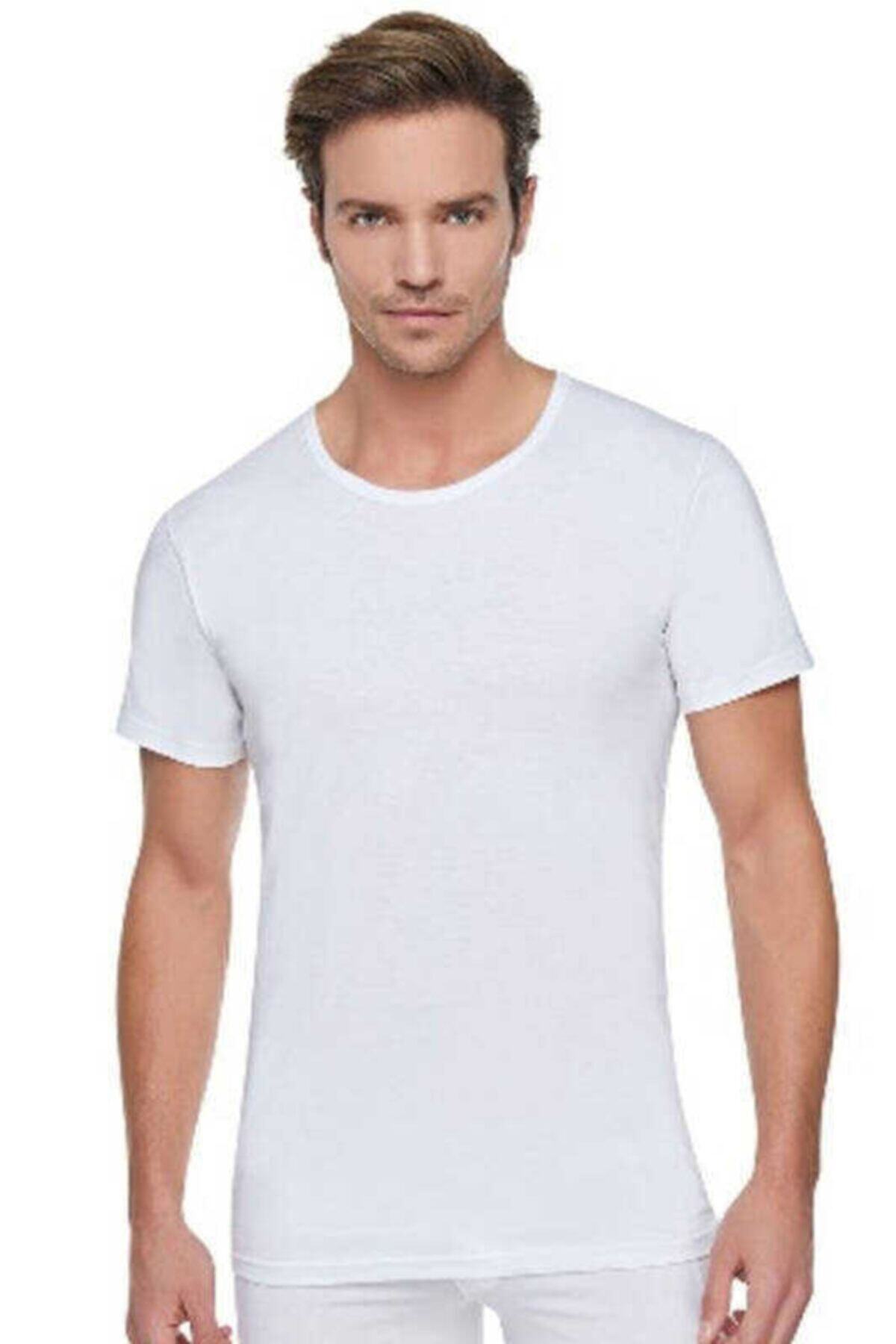 KEYAL-Tutku Men's White Large Size Combed Cotton Crew Neck Undershirt 6-Piece Economic Pack 0103 1