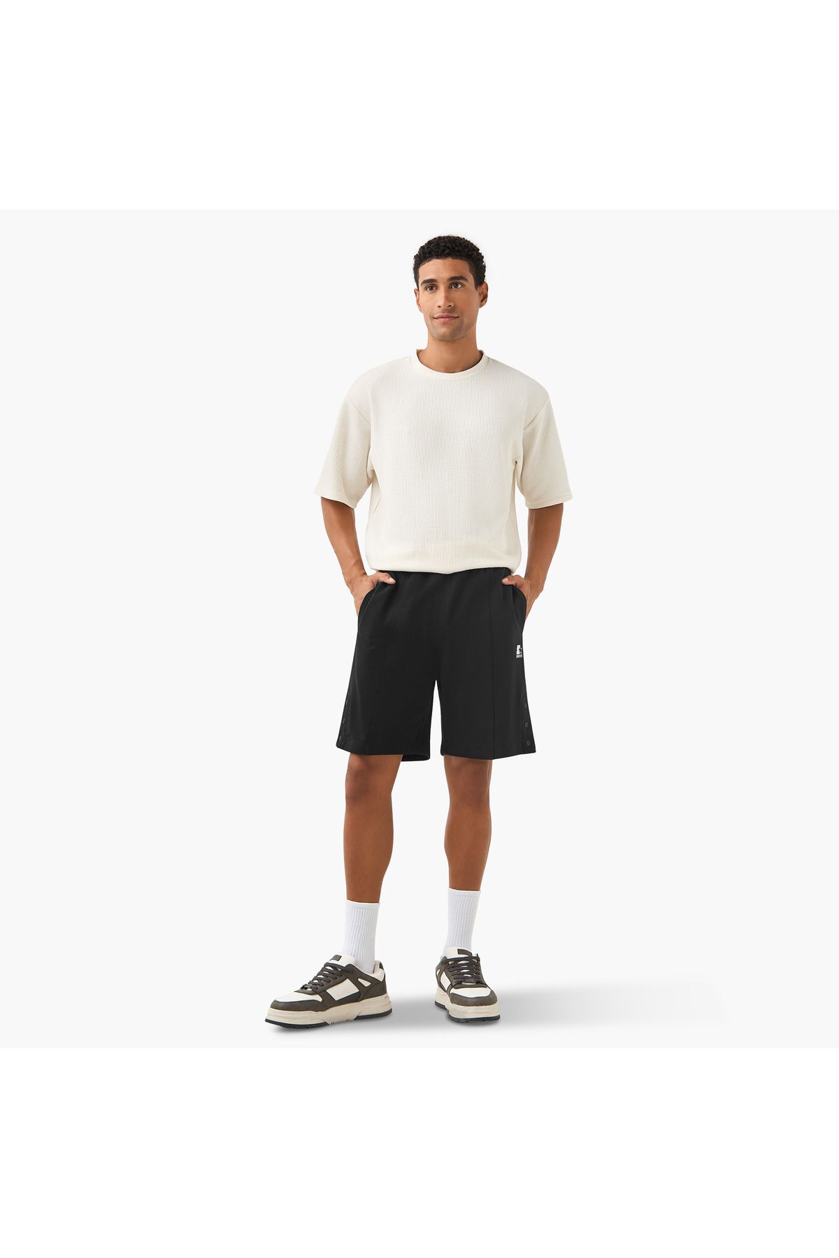Starter-Starter Button Detail Shorts with Drawstring Closure and Pockets 2