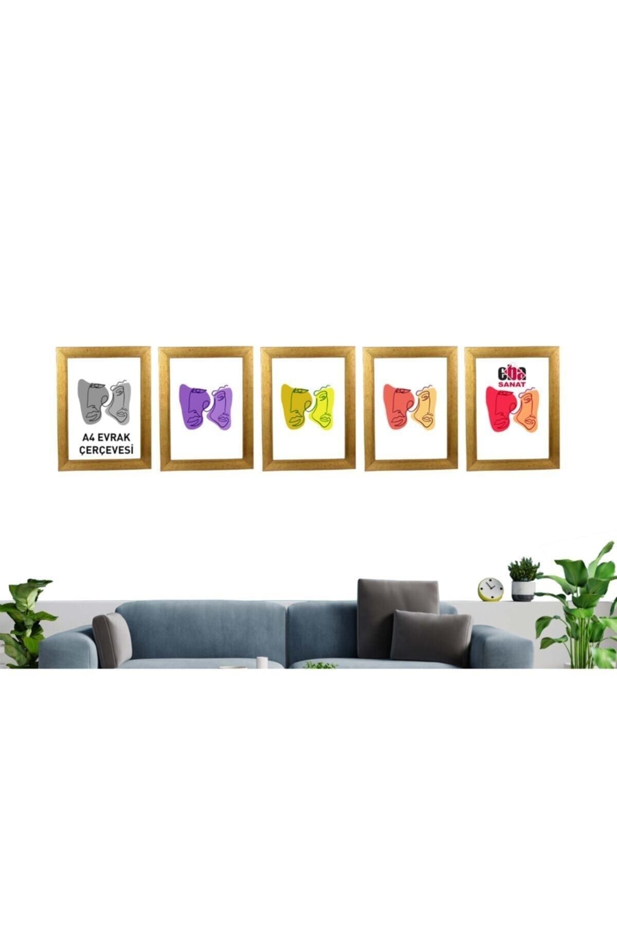 AS TİCARET A4 (21 Cm X 29.7 Cm) Çerçeve Altın 5 Li Set