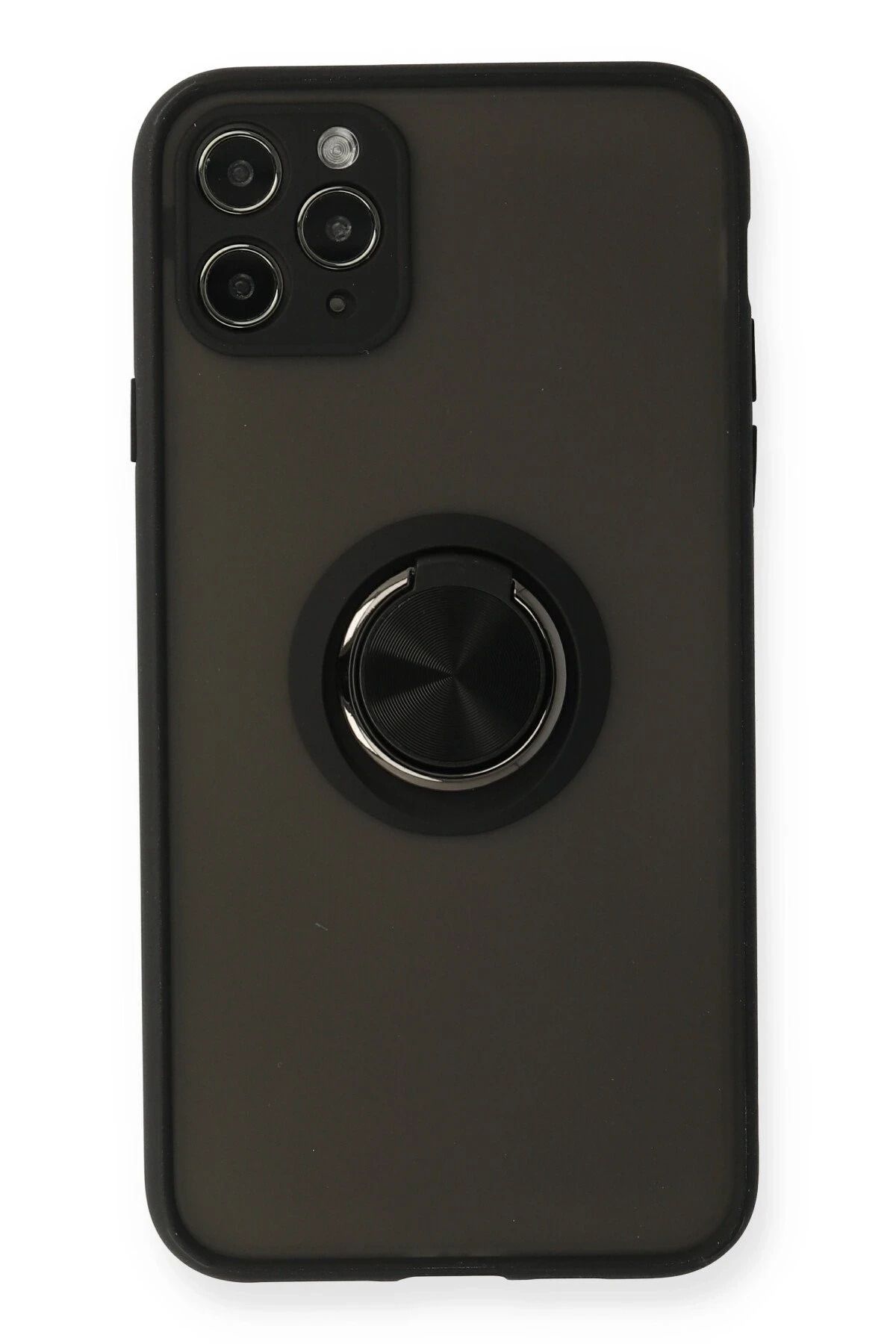 NewFace iPhone 11 Pro Kılıf Montreal Yüzüklü Silikon Kapak - Siyah INSLM