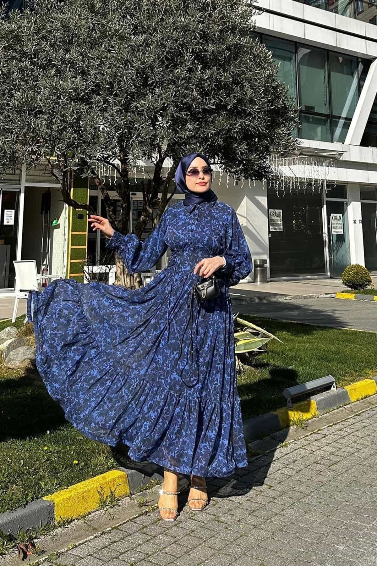 ByBensu Şifon Elbise - Mavi