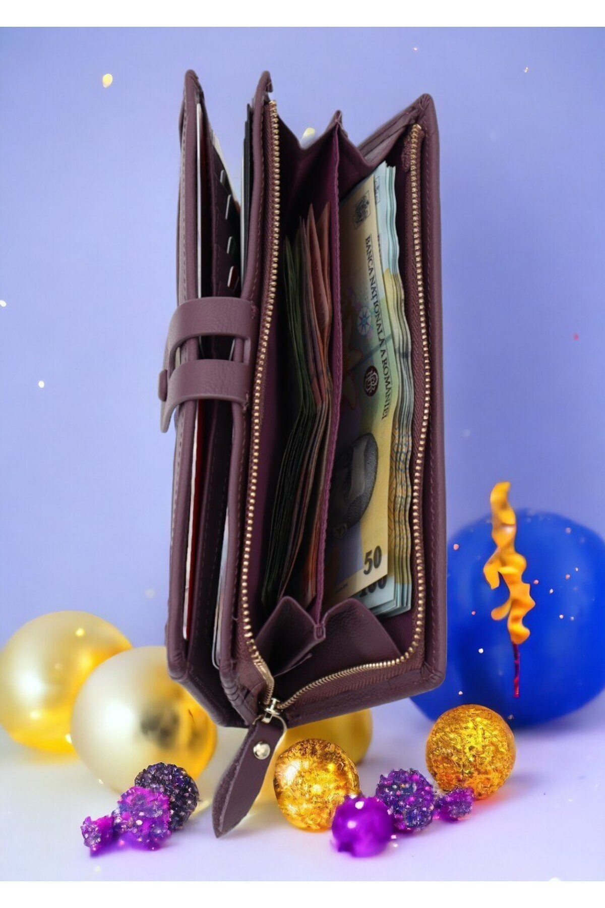 OEM-Women's genuine leather wallet Hassion A12, purple 5