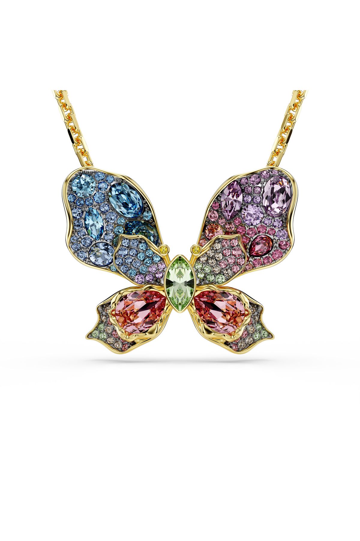 Swarovski Idyllia Kolye ve broş, Karışık kesimler, Pavé, Kelebek, Çok renkli, Altın rengi kaplama