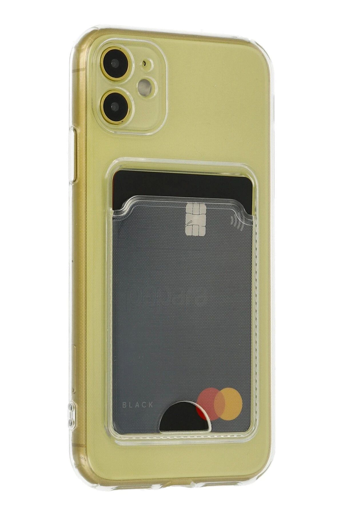 NewFace iPhone 11 Kılıf Kart Şeffaf Silikon - Şeffaf NRMSA