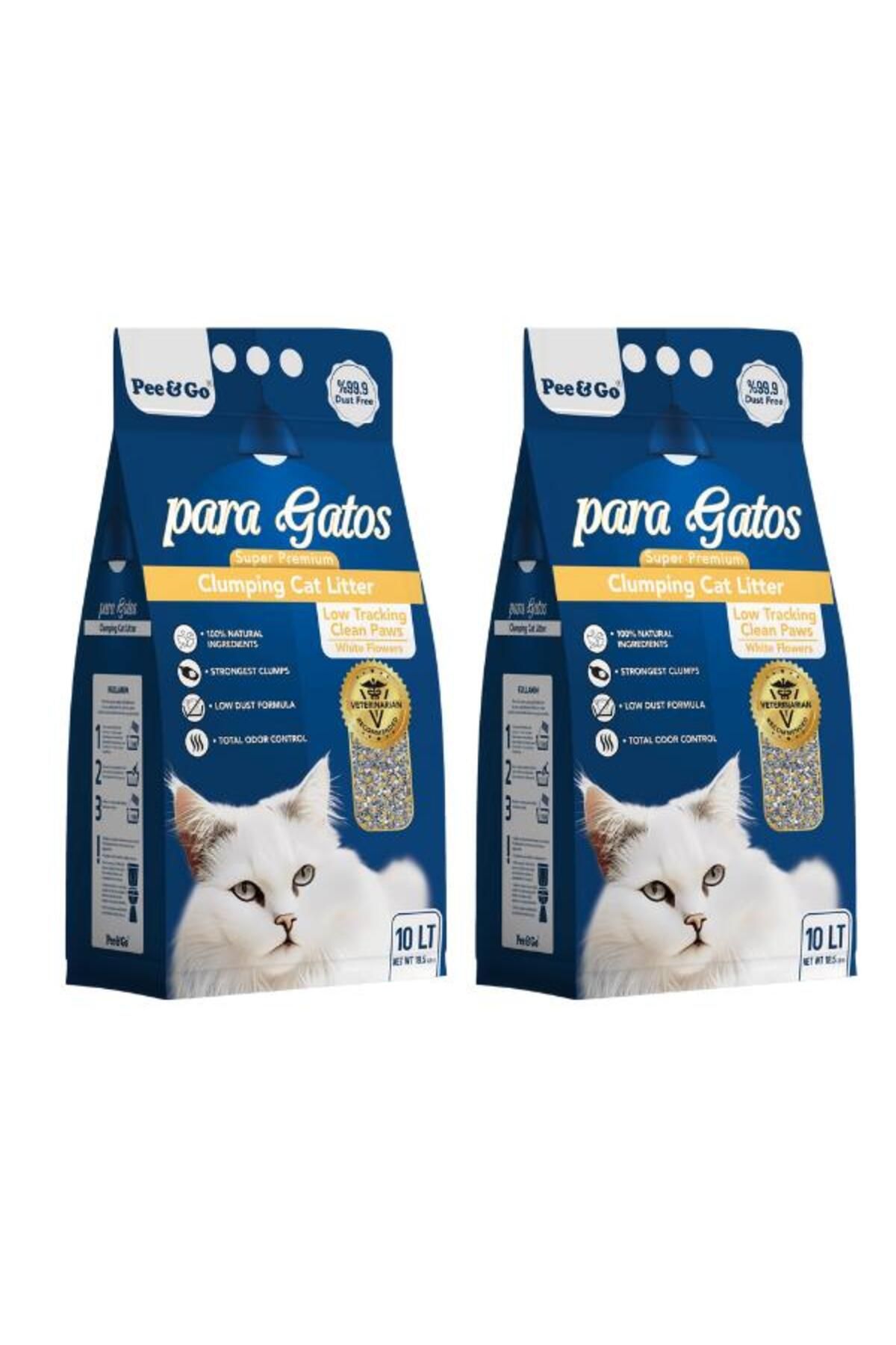 Glipet Paragatos Aktif Karbon Ve Beyaz Çiçekli İnce Taneli Kedi Kumu 10 LT 2'li Paket