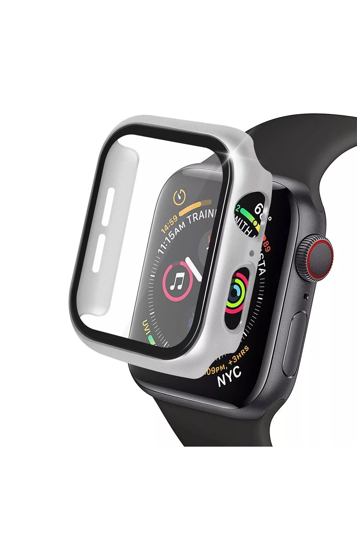 NewFace Apple Watch 40mm Camlı Kasa Ekran Koruyucu - Gümüş LZWDR