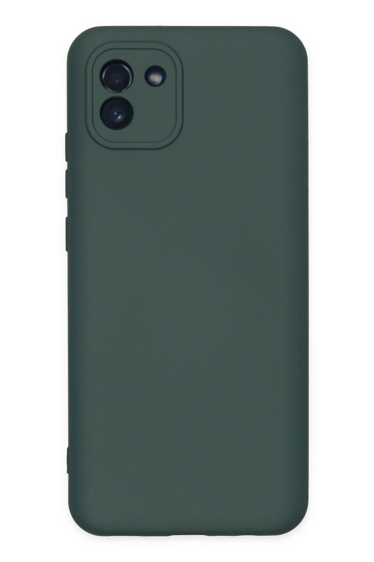 NewFace Galaxy A03 Uyumlu Kılıf Nano içi Kadife Silikon - Koyu Yeşil