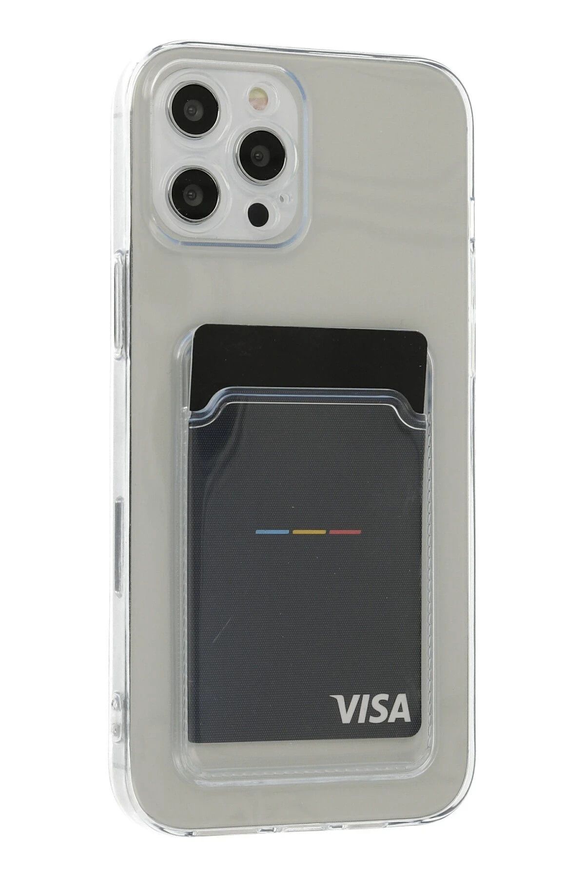 NewFace iPhone 12 Pro Max Kılıf Kart Şeffaf Silikon - Şeffaf JOJUA