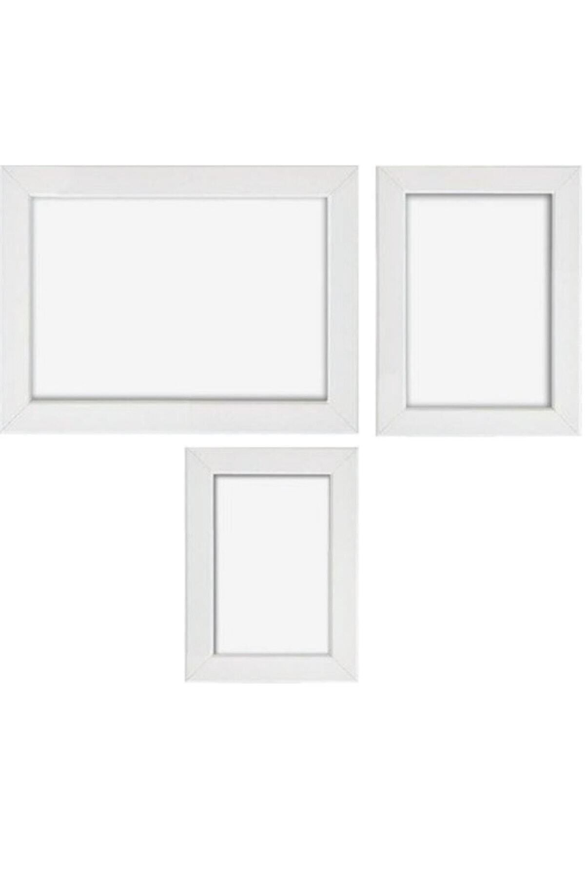 AS TİCARET Fotoğraf Çerçevesi Beyaz 3'lü Set 10 X 15,13 X 18,15 X 21 Cm