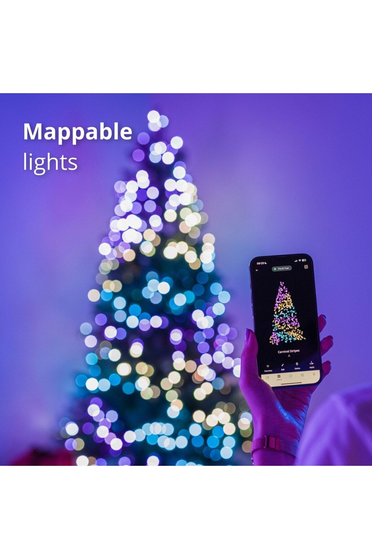 Twinkly-Brad artificial Twinkly Regal Prelit Tree, 1.8m, 435 de lumini LED RGB controlate de aplicatie Twink 4
