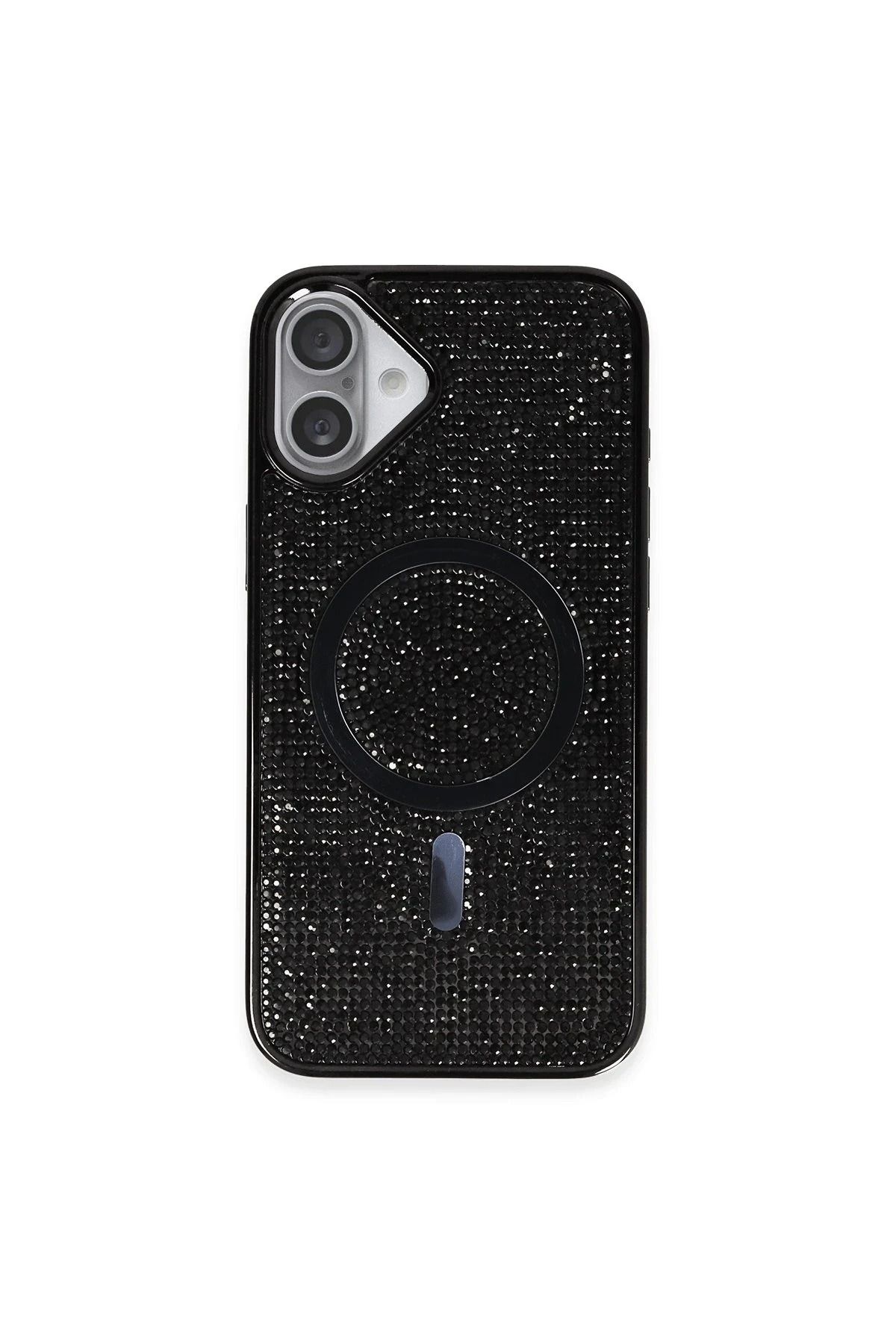 NewFace iPhone 16 Plus Kılıf Diamond Magsafe Kapak - Siyah HNZRN