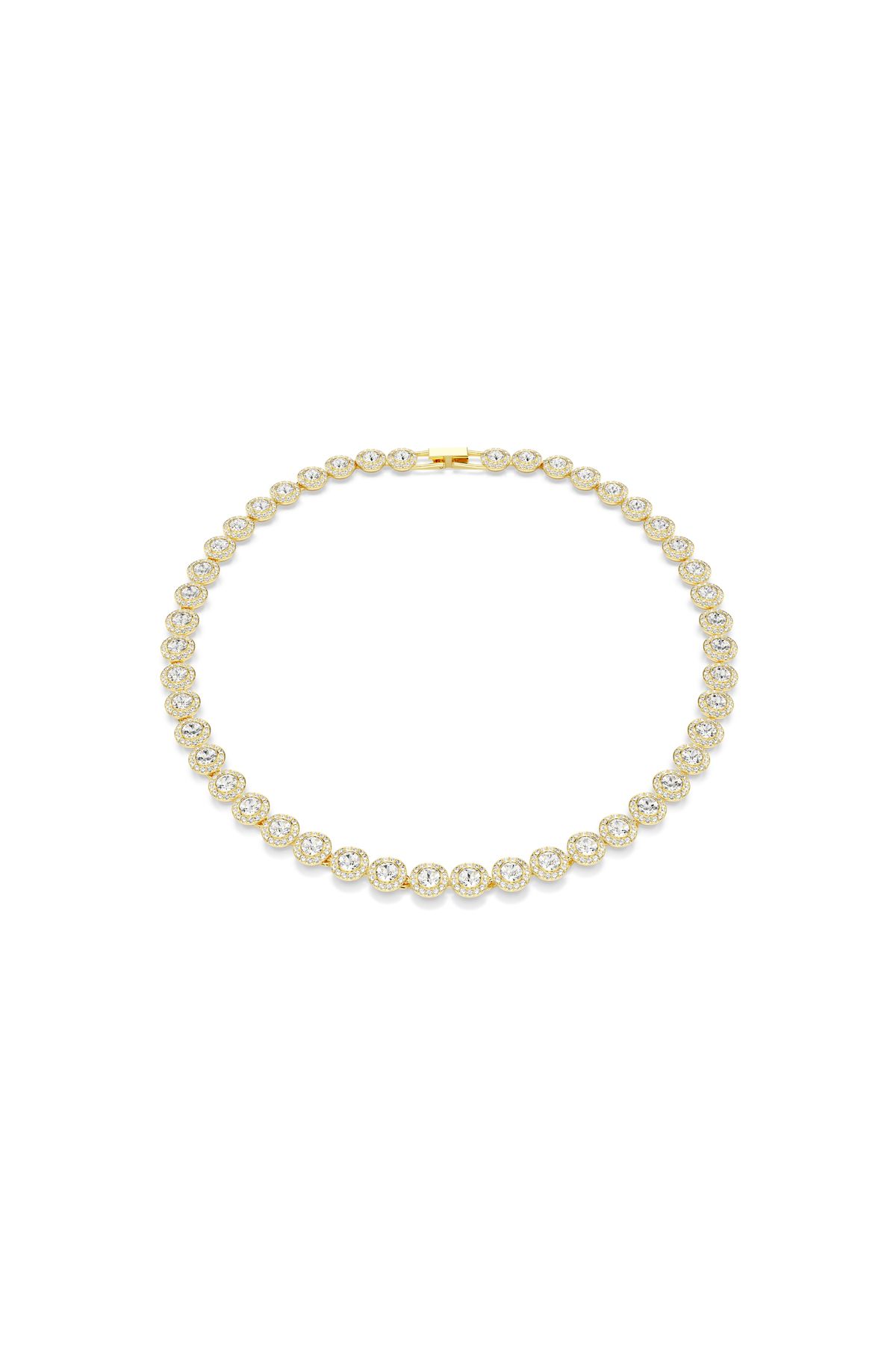 Swarovski Una Angelic Tennis kolye, Yuvarlak kesim, Beyaz, Altın rengi kaplama