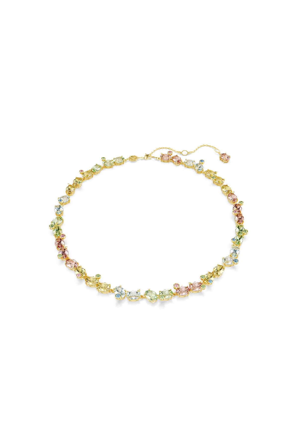 Swarovski Gema Tennis kolye, Karışık kesimler, Çok renkli, Altın rengi kaplama