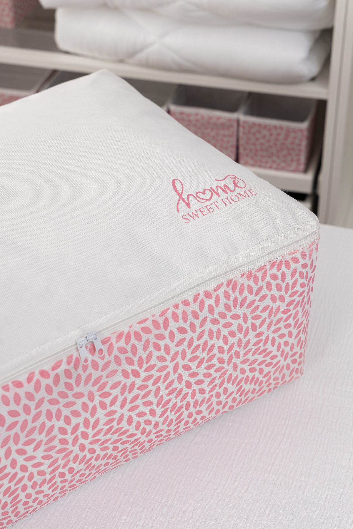 REKHOME-Set of 2 Powder Home Sweet Home Mega Size Base under Bed Cabinet Pillow Quilt Sweater Clothes Bag 3