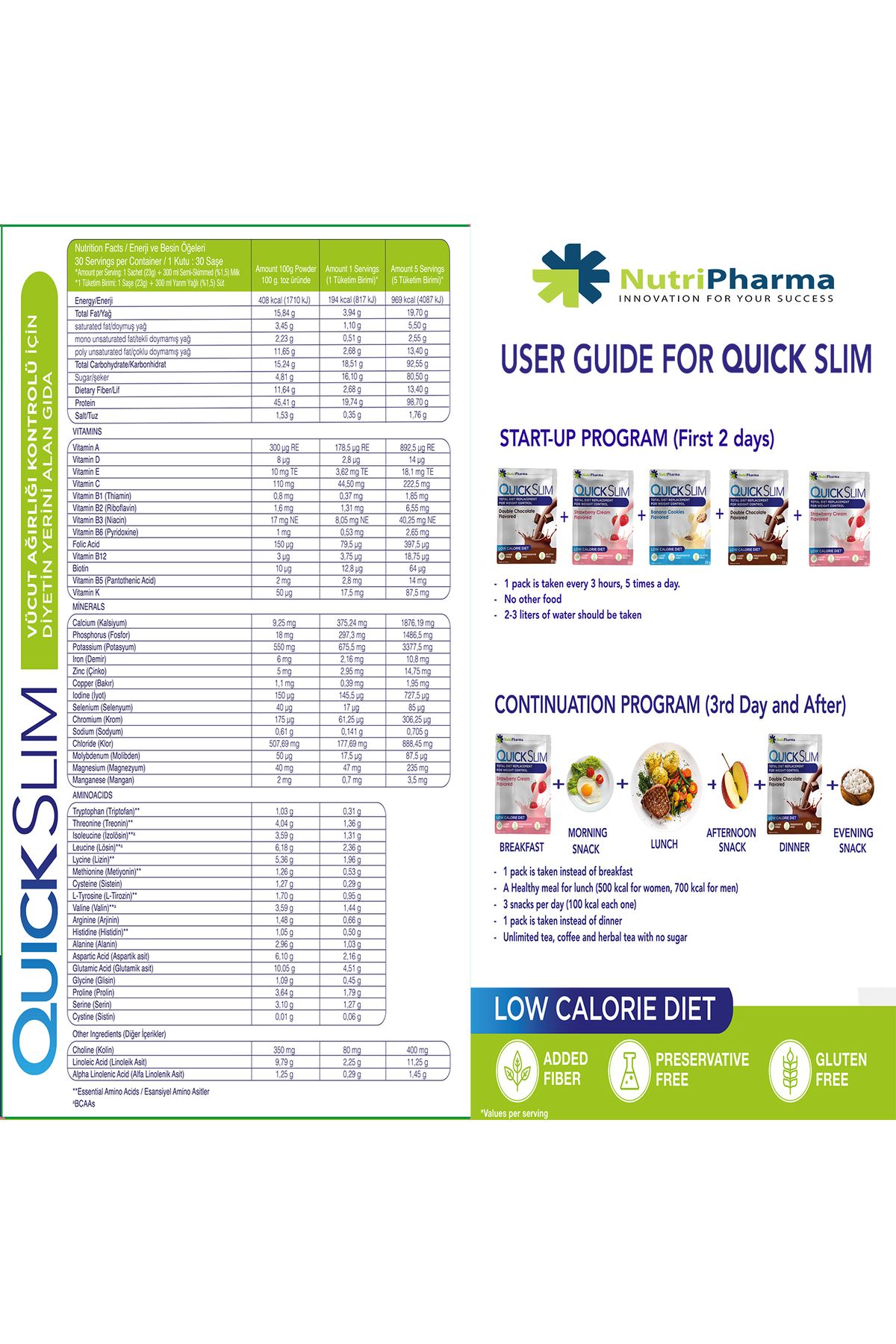 NUTRIPHARMA QUICK SLIM-High Protein Shake - 120 Sachets - Shaker Gift - Meal Powder 7