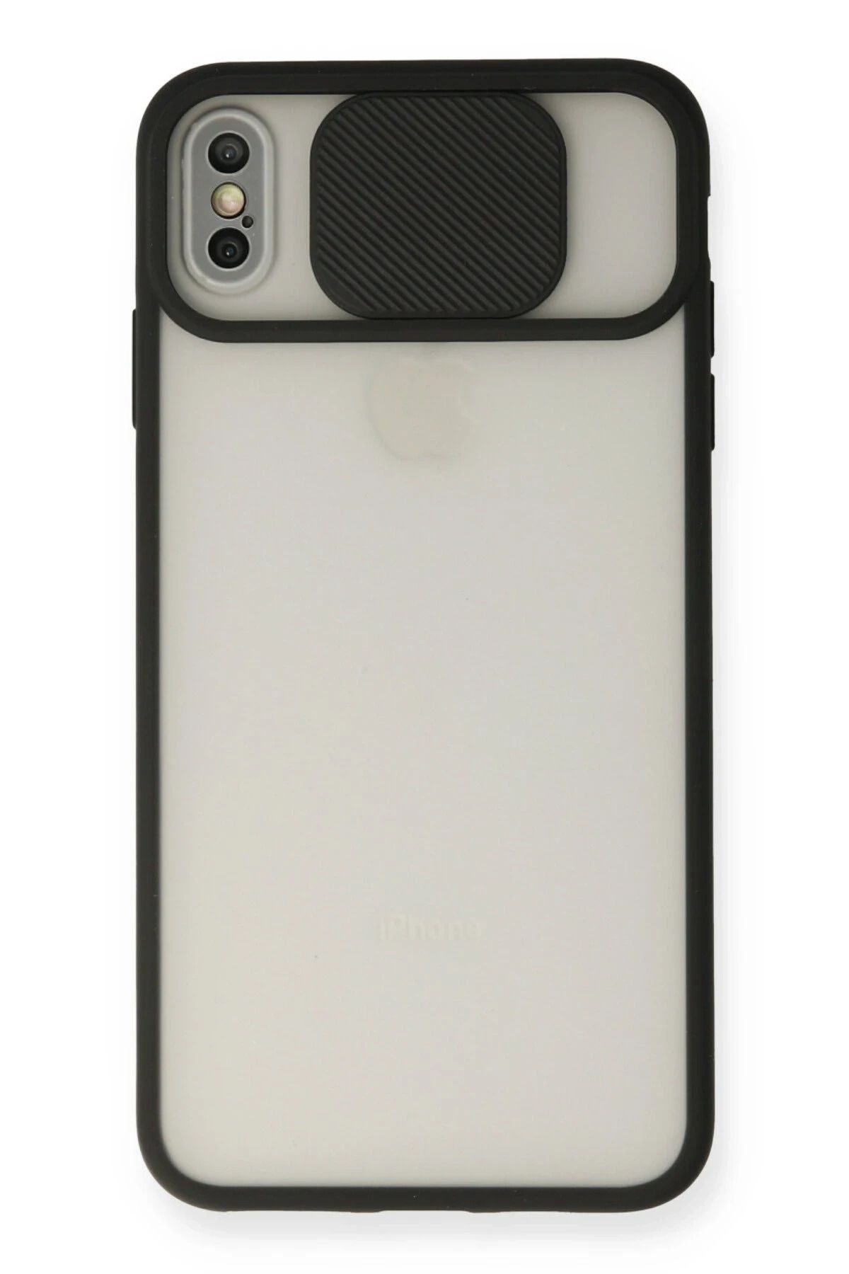 NewFace iPhone X Kılıf Palm Buzlu Kamera Sürgülü Silikon - Siyah JOJUA