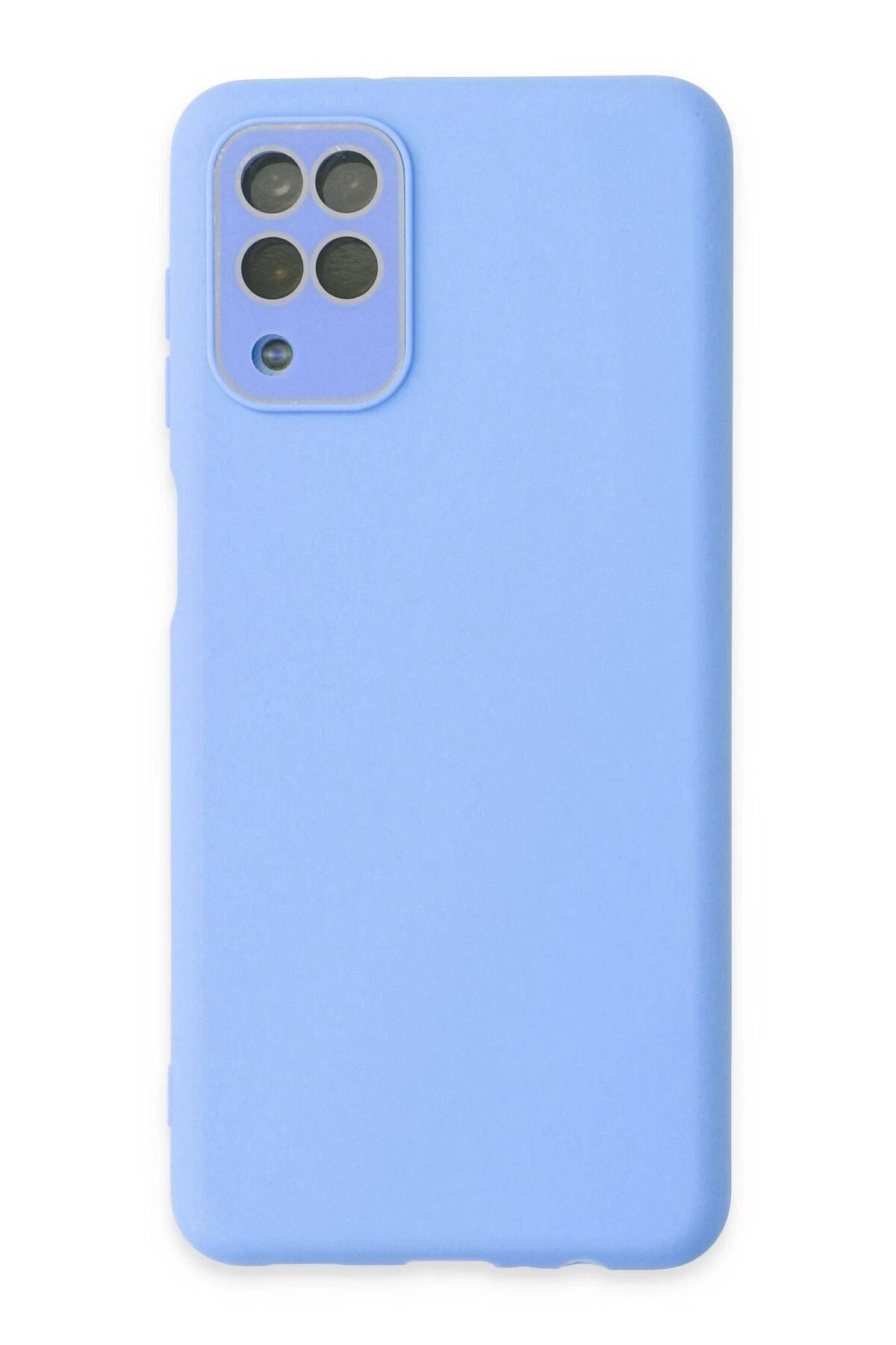 NewFace Samsung Galaxy A22 Kılıf Lansman Glass Kapak - Mavi BSTMY