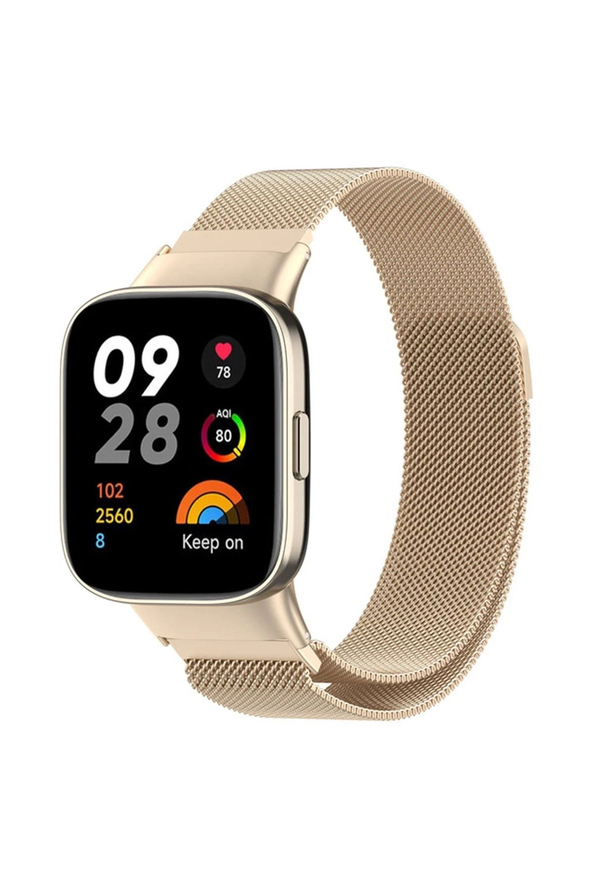 NewFace Xiaomi Redmi Watch 3 Metal Mıknatıslı Kordon - Metalik Gold BSTMY