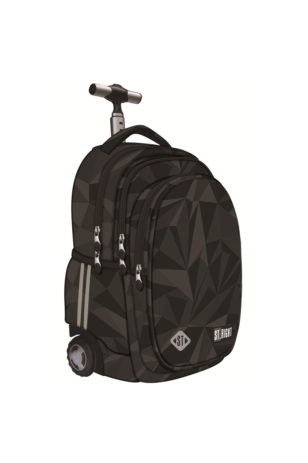 ST Right Ghiozdan Troler St.right, Colectia Geometric Grey, Tb01, Roti Silicon, 44x32x25 Cm Unisex - One Size