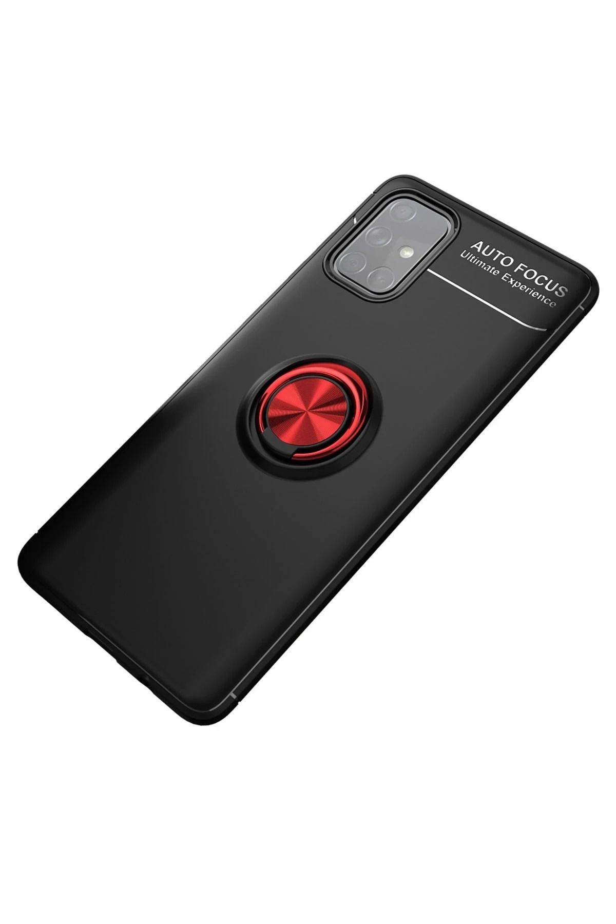 NewFace Samsung Galaxy M31S Kılıf Range Yüzüklü Silikon - Siyah-Kırmızı INSLM